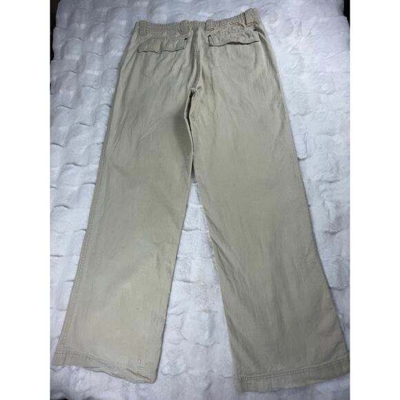 š5/$25 GUESS Linen Cotton Blend Wide Leg Relaxed Fit Mid Rise Khaki Pants 32 - Picture 2 of 16